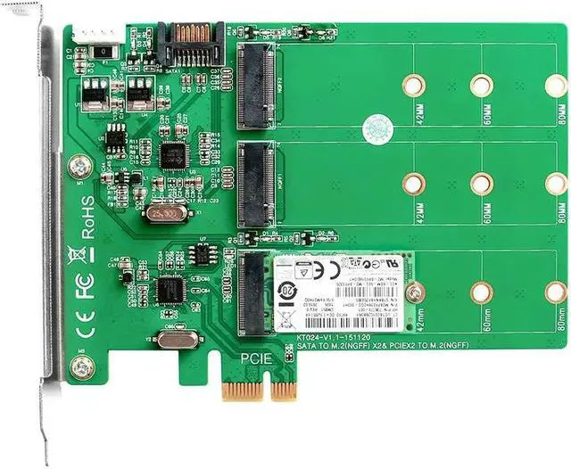 Main image of 3-Port M.2 SSD (NGFF) Adapter Card - Supports 1X PCIe to M.2 B-Key Adapter Raid Card Sata SSD Convert Card