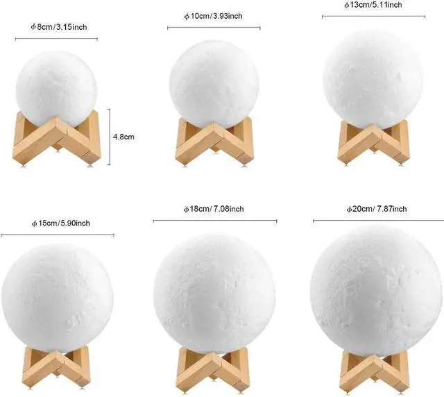 Alt view image 2 of 5 - 3D Print Moon lamp Moon light USB LED Rechargeable Novelty Touch Sensor Table Desk lamp Creative Night light Decor Birthday Gift