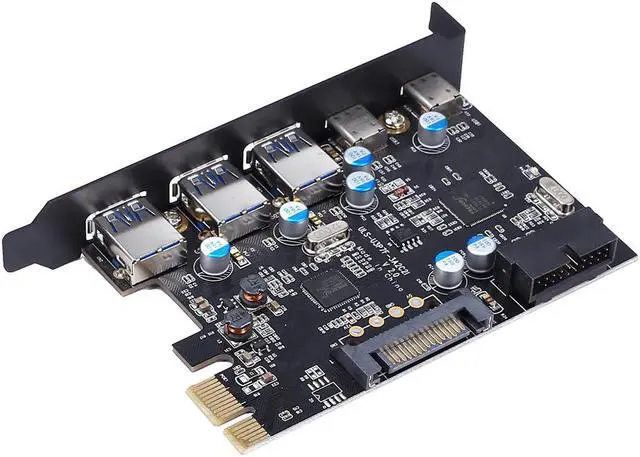 Alt view image 2 of 5 - Add On Cards USB 3.0 PCI-E Type C Expansion Card Controller Adapter 3x UBS3.0 + 2x/1x USB 3.1 w/ 4Pin Power 15Pin SATA Cable