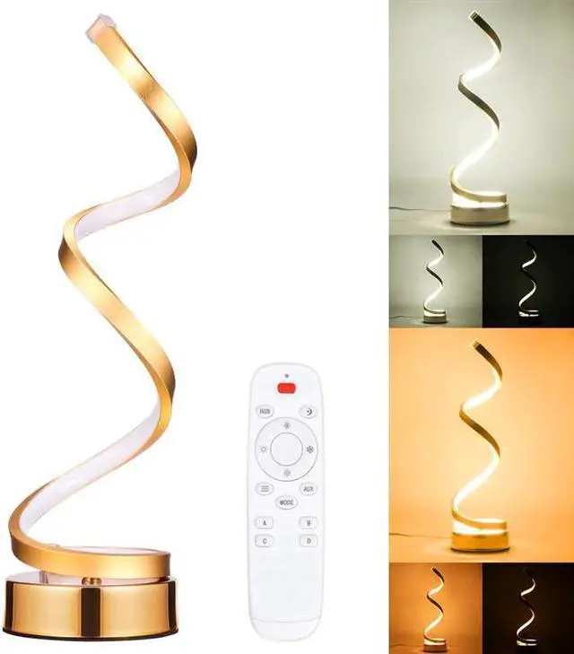 Main image of Spiral Table Lamp Modern Curved Desk Bedside Lamp Dimmable White/Warm White/Nature White Light For Living Room Bedroom
