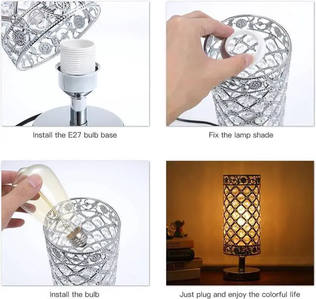 Alt view image 4 of 5 - Crystal Beside Table Lamp Desk Light Home Decorative Crystal Table Lamp for Bedroom Living Dining Room Coffee Shop