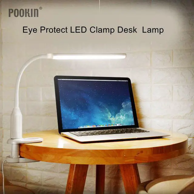 Alt view image 3 of 5 - Powered Touch Switch Sensor Control Table Lamp Eye Protect LED Desk Lamp Brightness Adjustable Flexible Clamp Clip Lamp