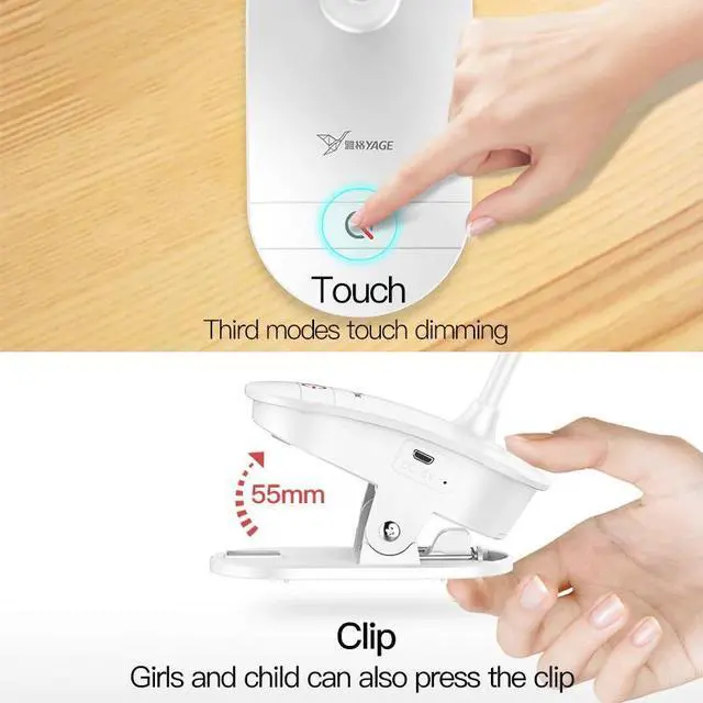 Alt view image 3 of 5 - Wireless Table Lamp Study 3 Light Colors Touch 1200mAh Rechargeable LED Reading Desk Lamp USB Table Light Flexo Lamps Table Dimm