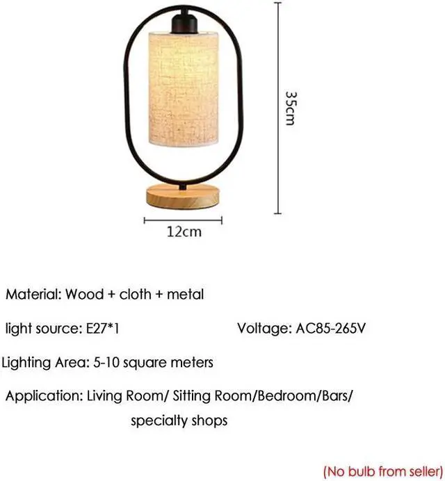 Alt view image 3 of 5 - table light switching reading lamp fabric office hotel bedroom table lamp bedside lamp e27 wood light