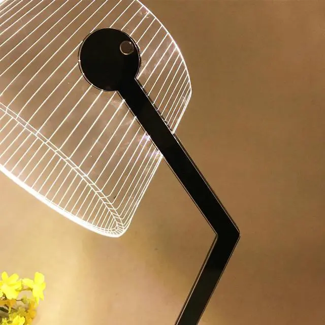 Alt view image 7 of 7 - 3D LED Desk Lamp Acrylic /Wood Bracket Bedside Decoration Night Light With 1.5M USB Cable Button Switch Bedroom Reading Lamp