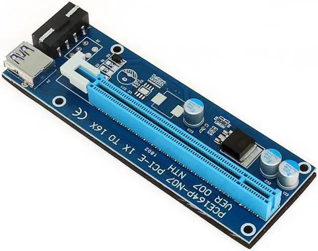 Alt view image 3 of 6 - 6PCS Riser VER 007 PCI-E Riser Card PCIE 1x to 16x Extender 60CM USB 3.0 Cable SATA to 4Pin Molex Power for Bitcoin Miner Mining