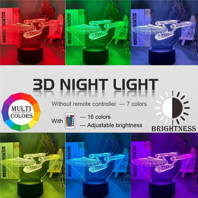 Alt view image 2 of 5 - 3D Illusion Led Night Light Star Wars Starship Nightlight for Room Decoration Touch Sensor Color Changing Desk Lamp Xmas Gift