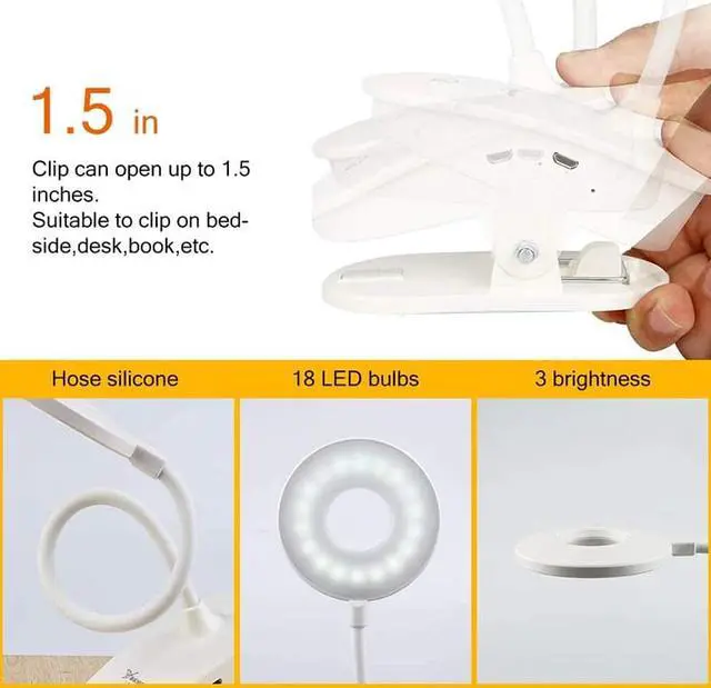 Alt view image 5 of 5 - Desk Lamp Clip Wireless Table Light Touch Study Lamps Magnifier Gooseneck Desktop Foldable Table Light USB Rechargeable Hot