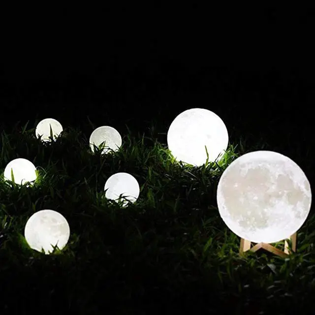 Alt view image 5 of 5 - 3D Print Moon LED Table Lamps USB Night Light Touch Sensor Rechargeable Dimming Night Lamp Kids Baby Birthday Gift Dropshiping