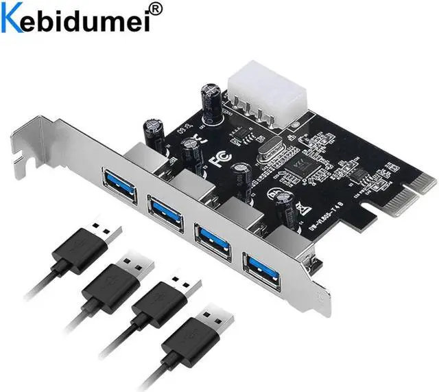 Alt view image 2 of 5 - 4 Port PCI-E To USB 3.0 HUB PCI Express Expansion Card Adapter 5 Gbps Speed USB 3 0 PCI E PCIe Express 1x For Desktop