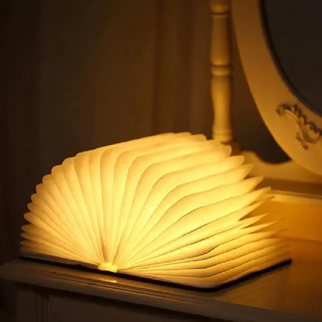 Alt view image 2 of 5 - USB Lamp Book  Night Light Wooden 5V USB Rechargeable Magnetic Foldable Desk Table Lamp 3color Home Decoration