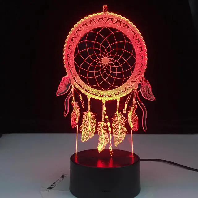 Alt view image 6 of 7 - Valentine Wind Chimes Table Lamp Switch Dream Catcher 3D Touch Night Light Bedroom Party Desk Decor Lamp Girls Birthday Gift