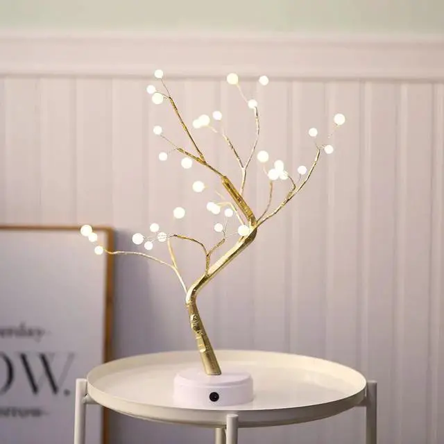 Alt view image 2 of 5 - 36/108 LEDS Night Lamp Mini Christmas Tree Bonsai Tree Light Gypsophila Lights Home Party Wedding Indoor Decoration Night Light