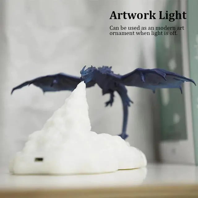 Alt view image 3 of 5 - 3D Printed LED Night Light Cartoon Dragon Desk Lamp Home Decorative Model Dinosaur SeriesLamps Toys Gift For Kid Home Decoration