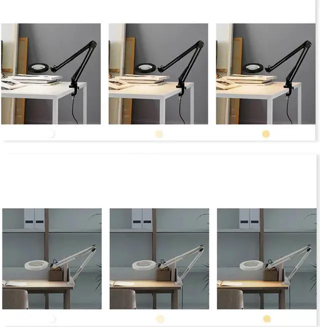 Alt view image 3 of 5 - Eye Protect Table Lamp 3 Dimming Mode 5X Magnifying Glass Desk Light USB 10 Levels Dimmable Study Desk Lamp