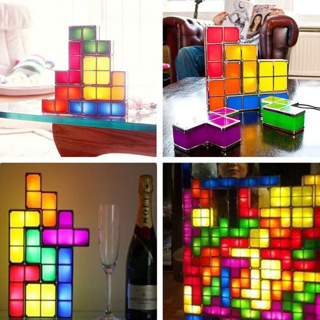 Alt view image 2 of 5 - Puzzle Light Stackable LED Desk Lamp Constructible Block Night Light 3D Retro Game Tower Lamp Baby Colorful Brick Toy