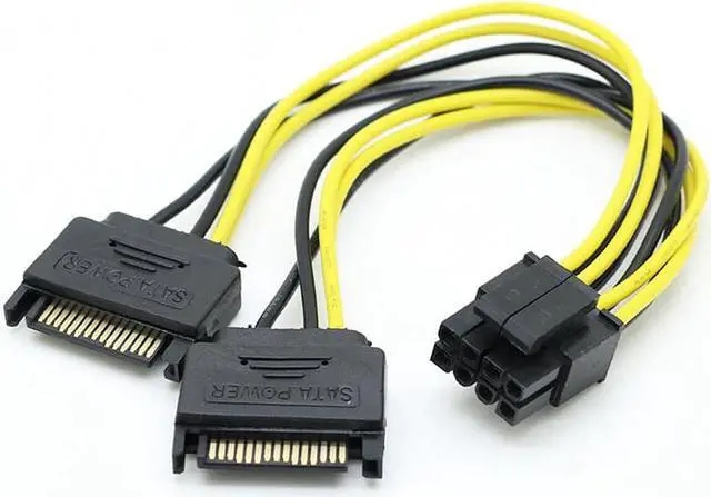Alt view image 2 of 4 - SATA 15pin to 8pin Graphic Card Power Adapter Cable 20cm PCIE SATA Power Supply Cable 8p to SATA for Bitcoin Miner Mining