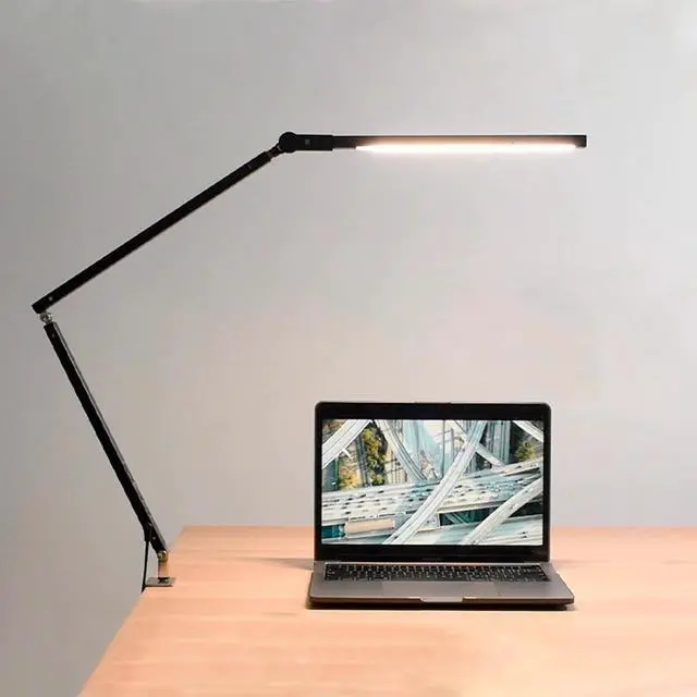Alt view image 2 of 5 - Remote Control Manicure Office Desk Lamp with Clip AC110V-220V Golden Silver Black Eye Care Flexible Arm Table Lamps for Student