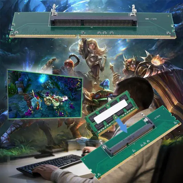 Alt view image 3 of 6 - DDR3 Notebook Memory to Desktop Memory Connector Adapter Card 200 Pin SO-DIMM to Desktop 240 Pin DIMM DDR3 Adapter