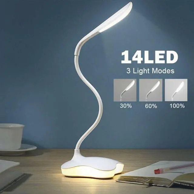 Alt view image 6 of 7 - 14 LED USB Charging Dimmable Reading Light Bendable Table Lamp Touch Sensor Reading Study Eye-Protection White light 3 Mode