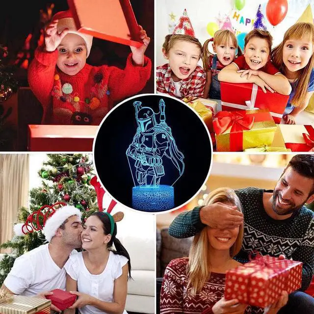 Alt view image 3 of 5 - 3D illusion LED Night Lights Star Series The Mandalorian Desk Lamp Boba Fett Wars Model Lampen For kids Birthday Xmas Gifts