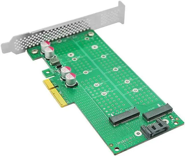 Alt view image 4 of 5 - M.2 NVMe SSD NGFF to PCIe x4 Adapter Card M key+B key Dual Interface Card