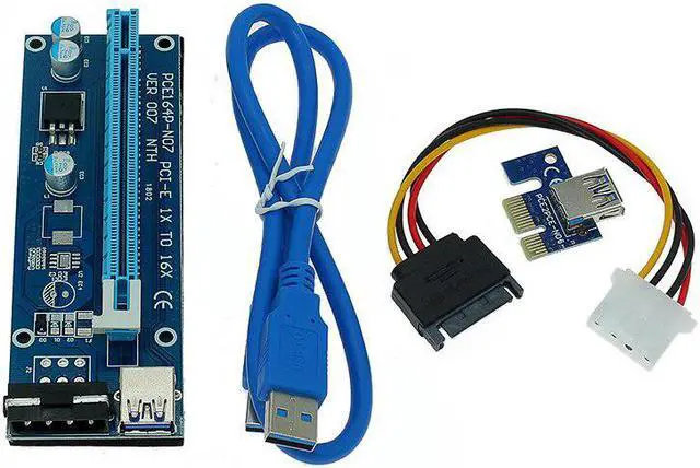 Main image of PCIE PCI Express 1X To 16X With 4pin Extension Riser Card With USB3.0 Adapter Cable 60cm For GPU Miner Riser