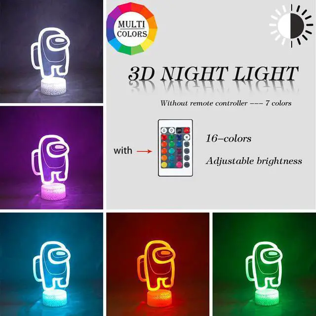 Alt view image 2 of 5 - Among Us Led 3d Lamp 16 Color Night Light Desktop USB Lamp For Home Decor Atmosphere Bedside Table Desk Lighting Gifts