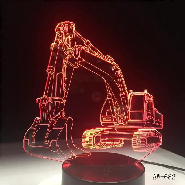 Alt view image 6 of 7 - 3D Excavator Night Light LED Table Lam 7 Colors USB Novelty Car Shape Desk Bedside Nightlight Deco Lamps For Kids Gift AW-682