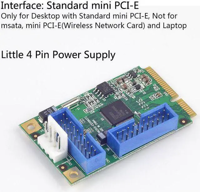 Alt view image 2 of 5 - PCI-e USB 3.0 Adapter 4 ports  PCI e to USB 3.0 adapter Expansion Card USB3.0  PCI e converter With Cable
