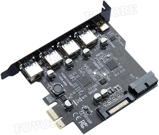 Alt view image 3 of 5 - Express USB 3.0 Expansion Card Adapter -E USB 3.0 HUB Controller with 15Pin Power Supply USB3.1 Type-C E Extender Card