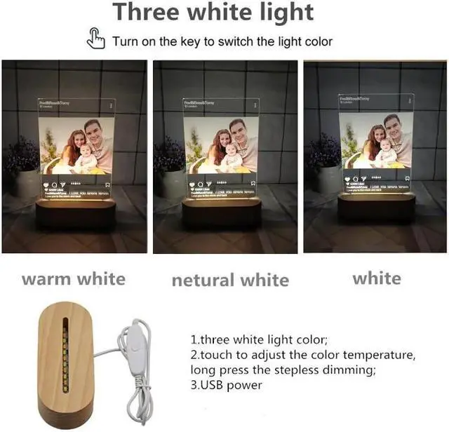 Alt view image 4 of 5 - Photo Night Light Personal 3D DIY Desk Lamp Home Decoration Kids Lover Gift with Text 3 White Light