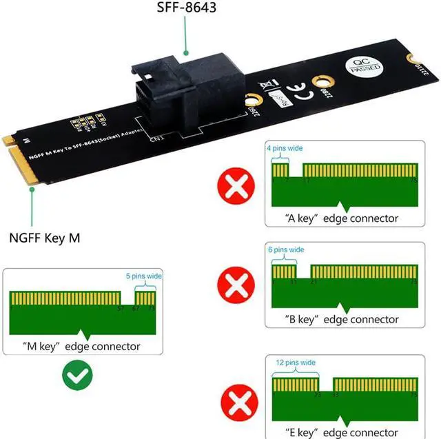 Alt view image 3 of 5 - to M.2 Key M Motherboard Adapter for  2.5 U.2 PCI-E-NVMe SSD