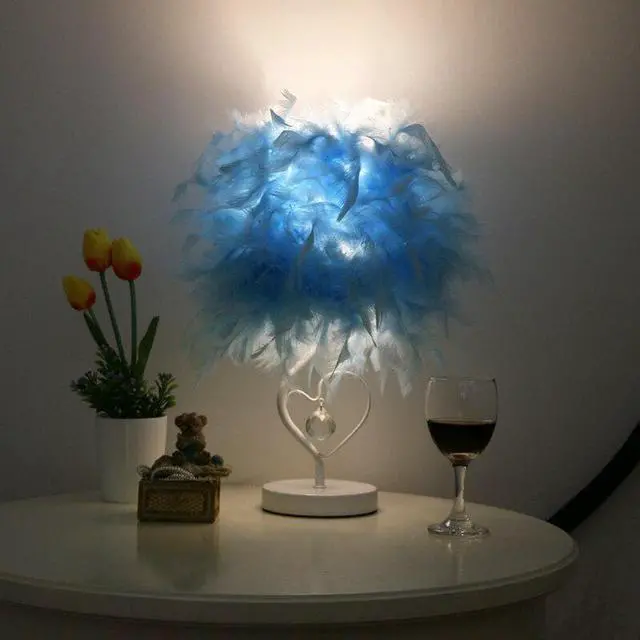 Alt view image 3 of 5 - Table Lamp Feather Lamp Bedside Lamp Living Room Bedroom Lamp Crystal Nordic Romantic Desk Lamp US EU Plug E27 Led Light