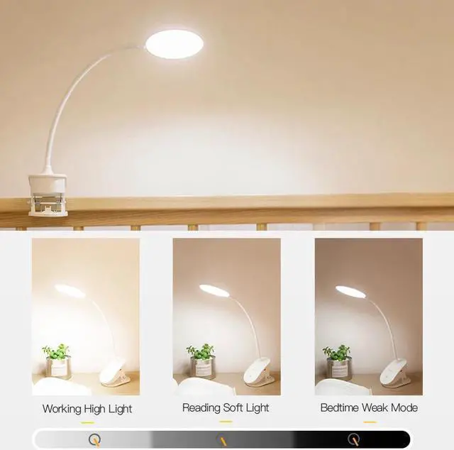 Alt view image 2 of 5 - Wireless Table Lamp Study 3 Light Colors Touch 1200mAh Rechargeable LED Reading Desk Lamp USB Table Light Flexo Lamps Table Dimm