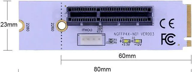 Alt view image 2 of 5 - NGFF M.2 to PCI-E 4X Riser Card M2 Key M to PCIe X4 Adapter with LED Voltage indicator for ETH Bitcoin Miner Mining
