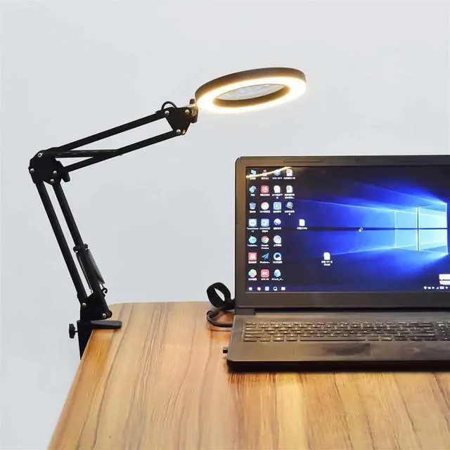 Alt view image 5 of 5 - 8W USB LED 3 Colors Table Lamp Dimming Desk Reading Light 60 SMD LED Lights with 5X Large Magnifying Glass Magnifier Nail Beauty