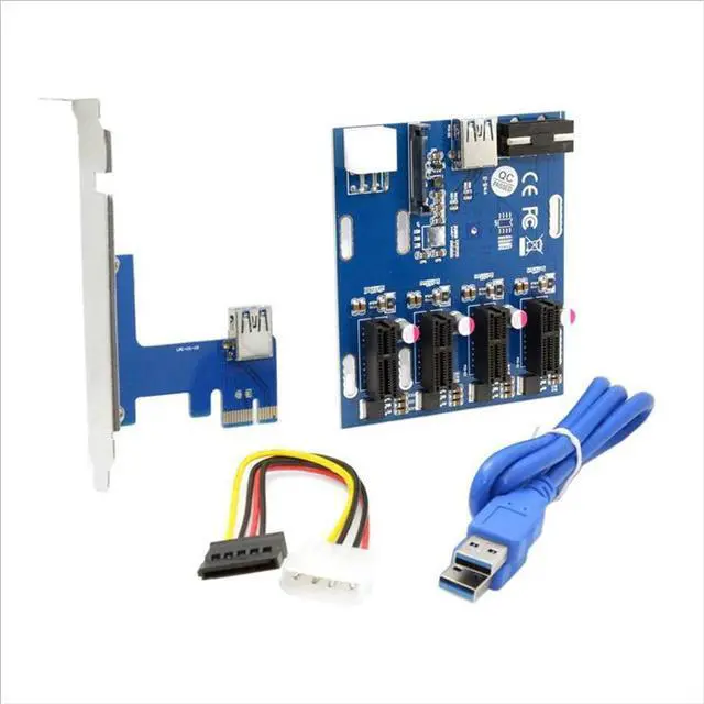 Main image of 1X Expansion Kit 1 to 4 Slots Switch Multiplier Hub  Riser Card Adapter with USB 3.0 Cable Pcie Mining Modules