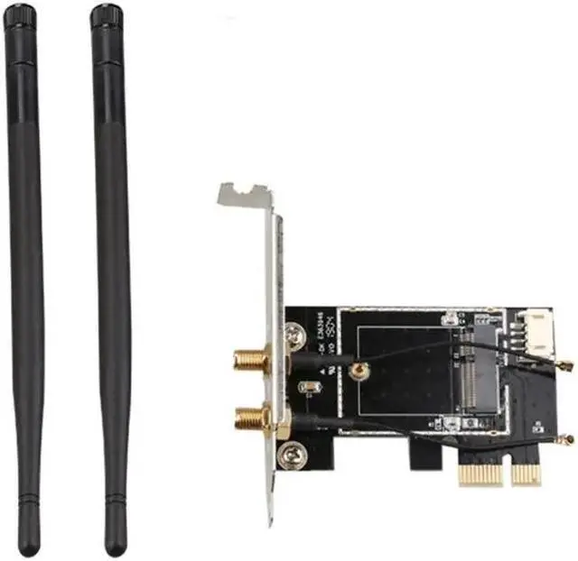 Alt view image 2 of 5 - Card to pciE-1X to NGFF-Ekey PCIE Laptop Pc WIFI WLAN Card Adapter Dual Antenna Adapter Board