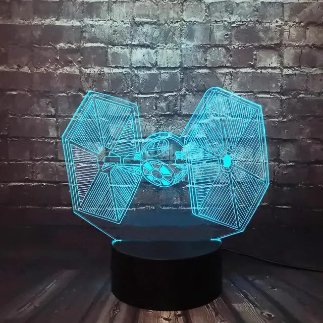 Alt view image 3 of 5 - Wars cartoon 3D USB LED Lamp Toys Cartoon Tie Fighter Desk lamp Visual Night Light Table dimmer Kids Christmas Day toys