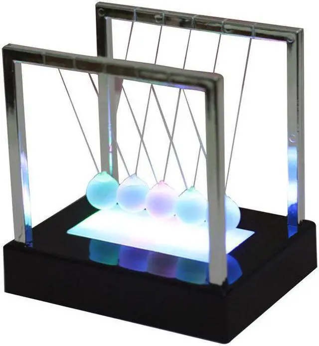 Alt view image 5 of 5 - LED Light Swing Balls Ornaments Balance Pool Physical Energy Conservation Model Metal Craft Living Room Decor Gift Toys
