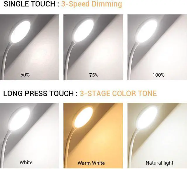 Alt view image 7 of 7 - USB LED Book Light Rechargeable Clip-on Table Desk Lamp Eye Protect Bedroom Reading Light Make Up Book Lamp Nightlight