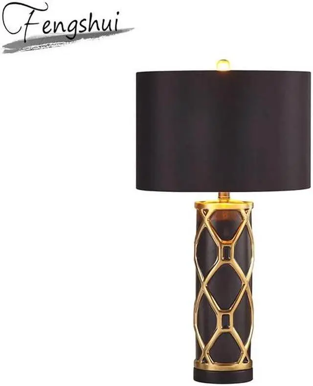 Alt view image 2 of 5 - Ceramic LED Lights Table Lamp Cloth Table Lamps Shade For The Bedroom Bedside Hotel Living Room Home Decor Desk Lamp