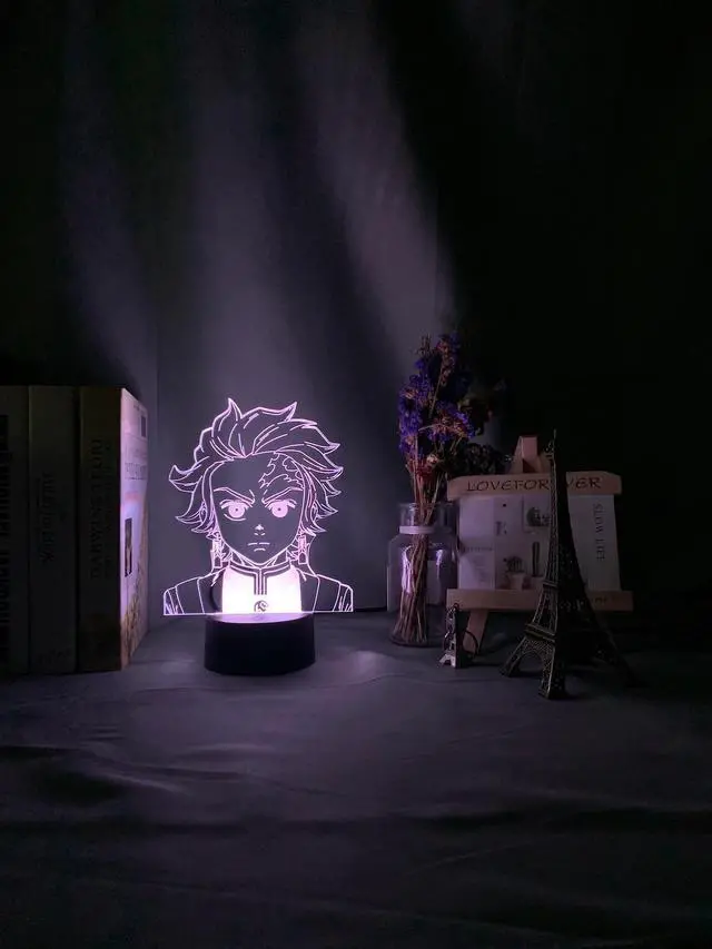 Alt view image 4 of 5 - No Yaiba Tanjiro Kamado Figure Led Night Light for Kids Bedroom Decor Nightlight Child Desk 3d Lamp Demon Slayer Gift