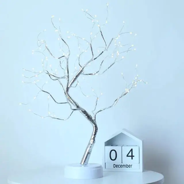 Alt view image 4 of 5 - 36/108 LEDS Night Lamp Mini Christmas Tree Bonsai Tree Light Gypsophila Lights Home Party Wedding Indoor Decoration Night Light