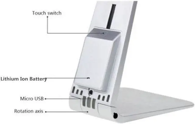 Alt view image 4 of 5 - Rechargeable Folding Ultrathin Mac Style Desk Lamp Touch Dimming Table Night Light for Children Kids Reading Study