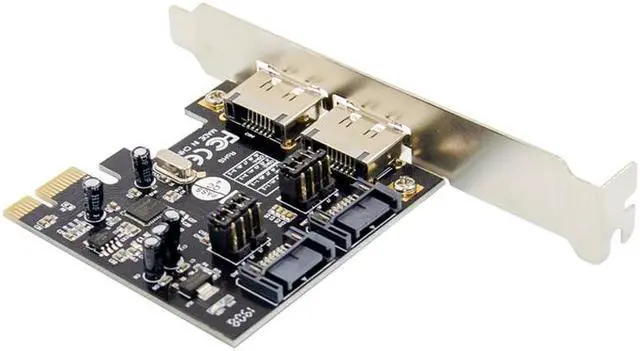 Alt view image 3 of 5 - x1 to 2-Port eSATA and 2-Port SATA 3.0 6Gb/s PCIe Expansion Card ASM1061 Chipset