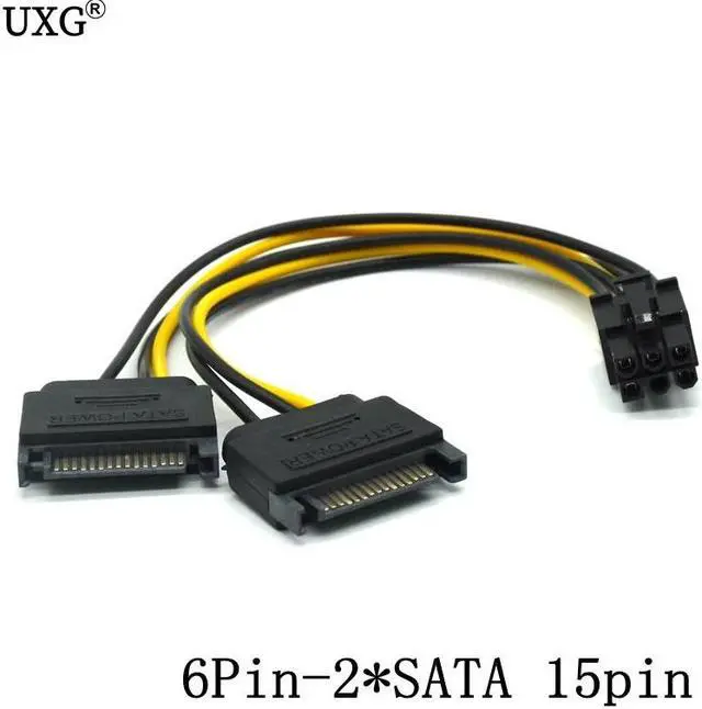 Alt view image 4 of 5 - Power Cable 15 Pin 8pin Female To 6 Pin Male PCI EXPRESS PCI-E  Graphics Converter Adapter Video Card Power Cable Cord