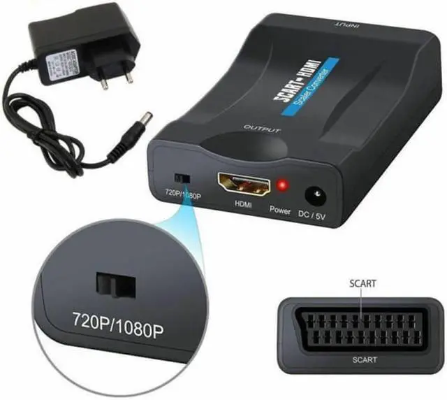 Alt view image 3 of 5 - Black HD 1080P Scart To HDMI Video Audio Upscaler Converter Signal Adapter For TV DVD Sky Box US/EU Power Plug