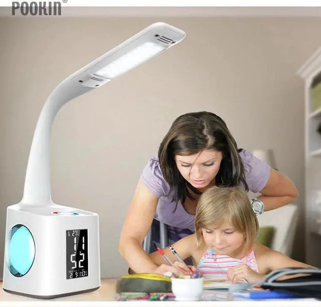 Alt view image 2 of 5 - Eye Protect Dimming Desk Lamp  Foldable Reading Table Lamp Light RGB Touch Control Calendar Atmosphere Pen Container Lamp
